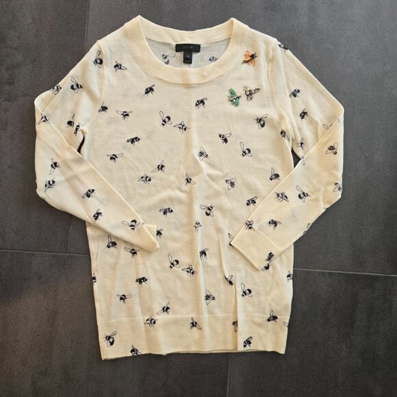 NWOT Jcrew Tippi Bee Embellished Sweater XS Cream - Picture 2 of 3